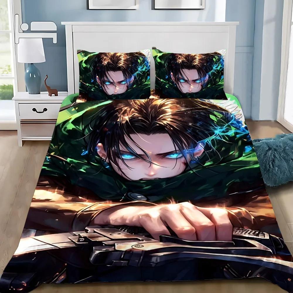 3D Print Anime Attack on Titan Bedding Set Soft Comforter Cover With 1/2pcs Pillow Shams For Kids Adults Microfiber Quilt Cover
