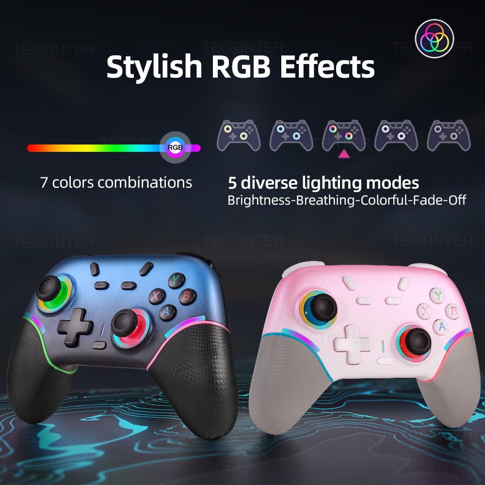 Беспроводной RGB BT Контроллер для Nintendo Switch 1/2/OLED Геймпад для Android Телефона/ПК Джойстик с эффектом Холла с функцией Турбо
