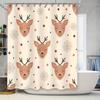 Adorable Deer Pattern Shower Curtain Perfect For Holiday Decorations In Bathrooms! Lightweight Fabric With Anti-Mildew Treatment