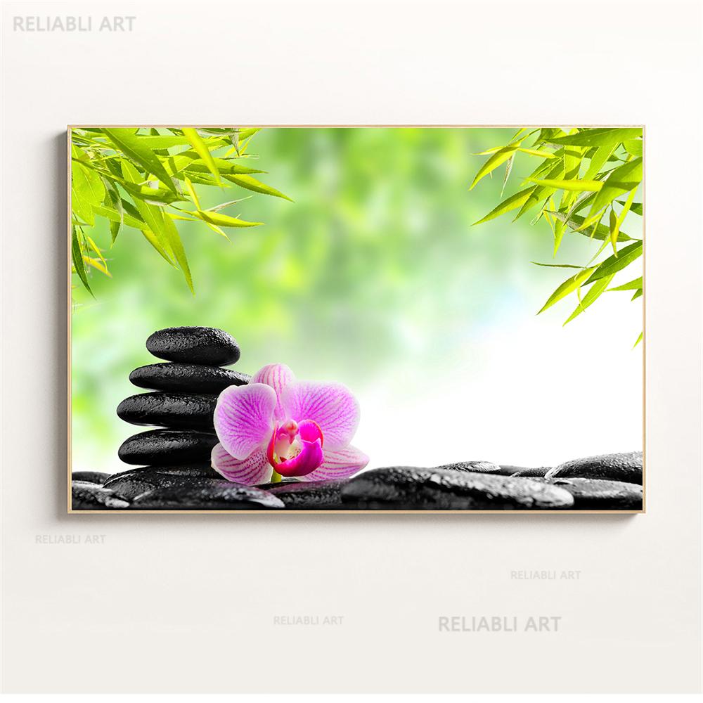 Настенное искусство, вода, спа, камни, дзен, холст, живопись, свечи, цветок орхидеи, постер, настенные панно для декора ванной комнаты, домашний декор, Cuadros