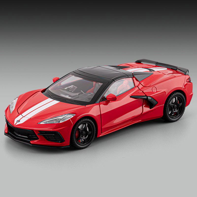1:24 Corvette C8 R Сплав Спортивный Автомобиль Модель Литье под Давлением Металл Трековые Гонки Транспортные Средства Модель Автомобиля Симуляция Звука и Света Детская Игрушка Подарок