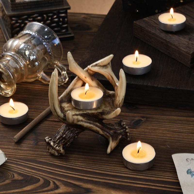 European Vintage Antler Candle Holder - Creative Home Decor for Dining Table, Rustic Candle Stand Stylish Housewarming Gift