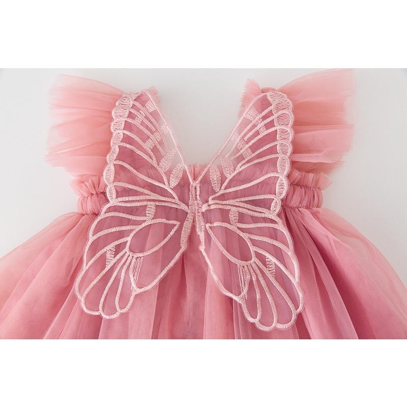 Новое детское газовое платье с крыльями бабочки, платье принцессы, платье-комбинация с рукавами-крылышками для девочек, детское платье в стиле помпадур, платье