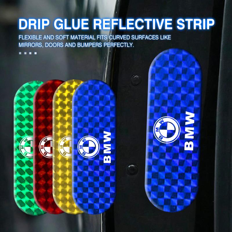 FOUR4 Car Reflective Safety Strip Sticker Rearview Mirror Warning Tape For BMW M Performance E36 E46 E60 E90 E91 E92 E93 F30 F20