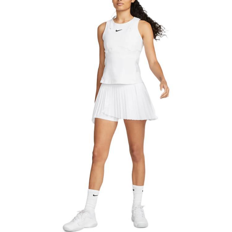 Nike Женские эластичные теннисные юбки Court Dri-FIT Advantage с однотонным логотипом, белые DR6850-100