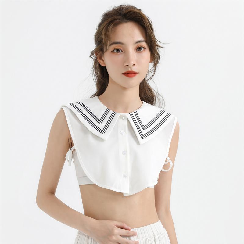 Elegant Detachable Hollow Out Floral Fake Collar White Shirt Blouse Lapel False Collar For Women Girls Decoration Accessory