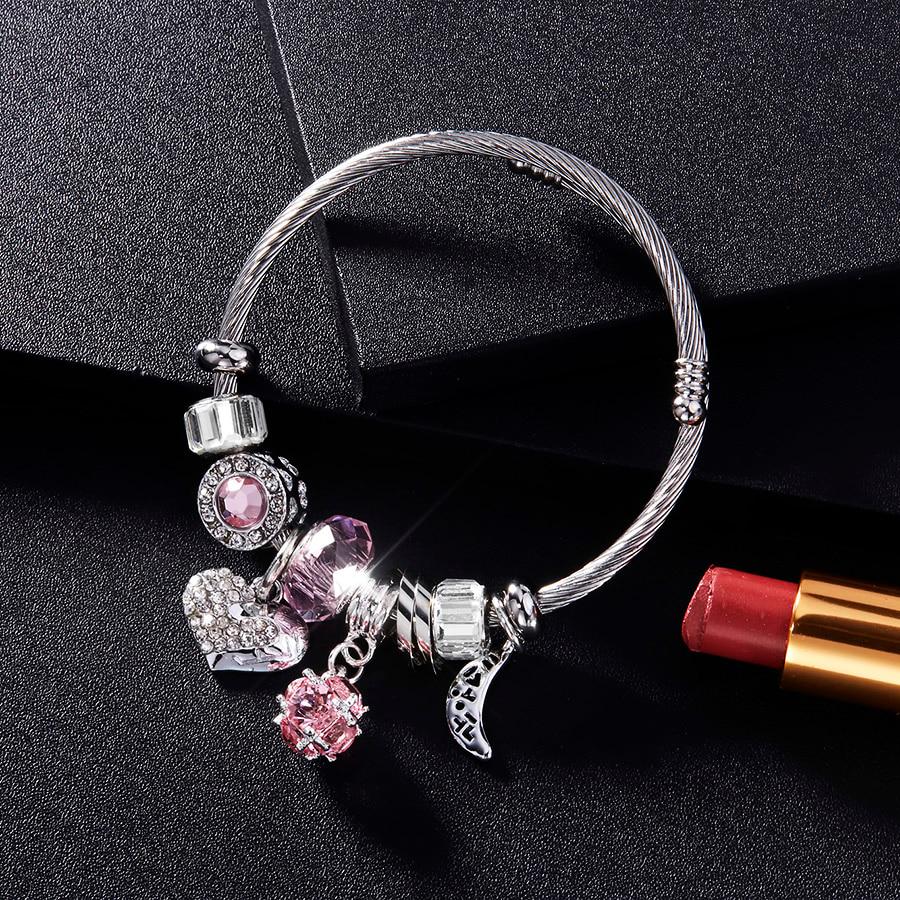 Посеребренный браслет для женщин с украшениями из горного хрусталя.