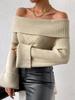 European and American Off-Shoulder Women's Long-Sleeved Knitted Sweater for Autumn and Winter