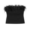 Autumn European & American Style Feather Bustier Slim One-Shoulder Camisole