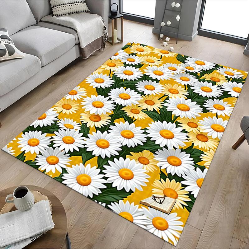 1 шт. Ковер с цветами маргариток, очень большой, нескользящий, для пола, офиса, семьи, спальни, студии, ковер большого размера, ковер для помещений, яркие цвета