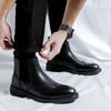 Мужские ботинки челси на высокой платформе, дышащие, из кожи, новый модный тренд, универсальные, японские, корейские, деловые, повседневные, под костюм, мужская обувь