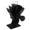 Heat Powered Fireplace Fan 4 Blades Aluminum Alloy Stove Fan High Temperature Proof Black Eco