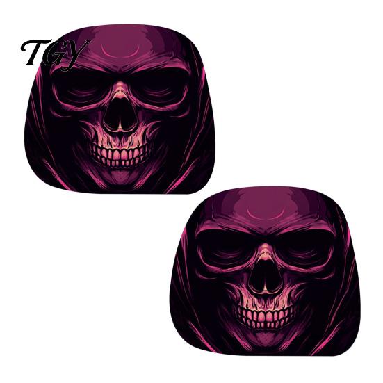 Decorative Van Headrest Protectors 2Pcs Horror Skeleton Car Covers, Scary Halloween Auto Daily Commute Refreshments Seat Protectors, Universal