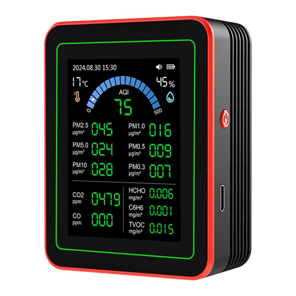 Монитор качества воздуха 18 в 1 Датчики обнаруживают CO2 PM2.5/PM10 HCHO TVOC Внутренний детектор воздуха в реальном времени для дома, автомобилей, растений и домашних животных