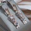Kinel Rose Gold Color Square Long Earrings For Women Silver Mix Boho Jewelry