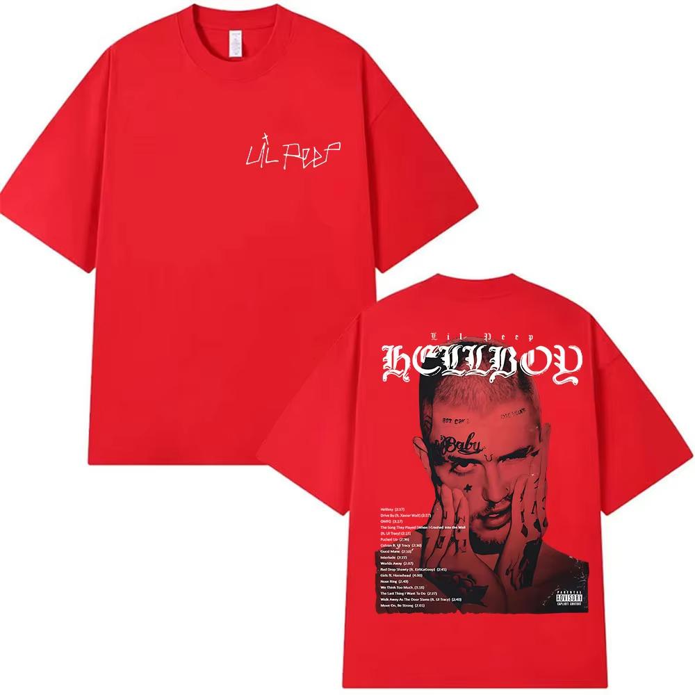 Футболка с принтом альбома рэпера Lil Peep Мужская одежда в винтажном стиле Футболки Мужская Повседневная Хлопковая Футболка с коротким рукавом