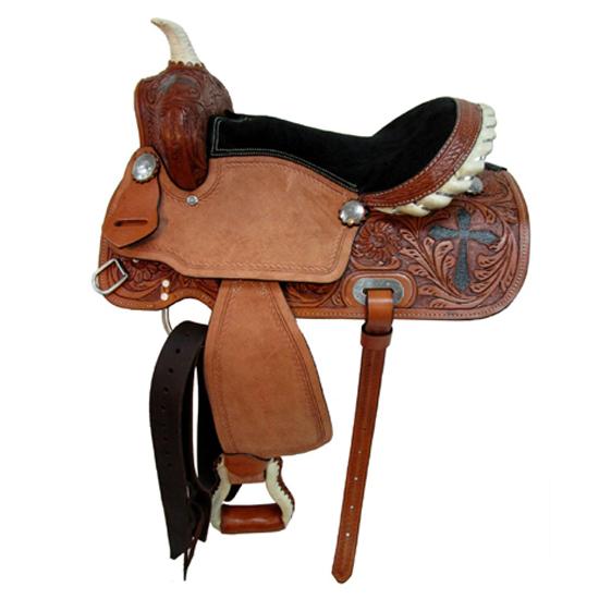 Premium Western Leather Barrel Racing Horse Saddle Suede Seat