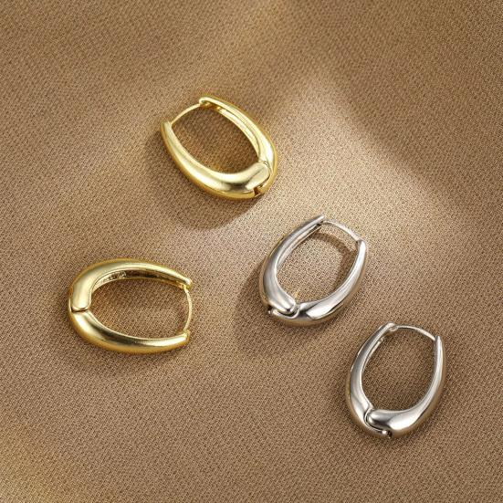 1 Pair Huggie Earrings Retro Geometric Solid Color Anti-allergy Electroplated Lightweight Stainless Ear Decoration Jewelry Commute Ear Hooks