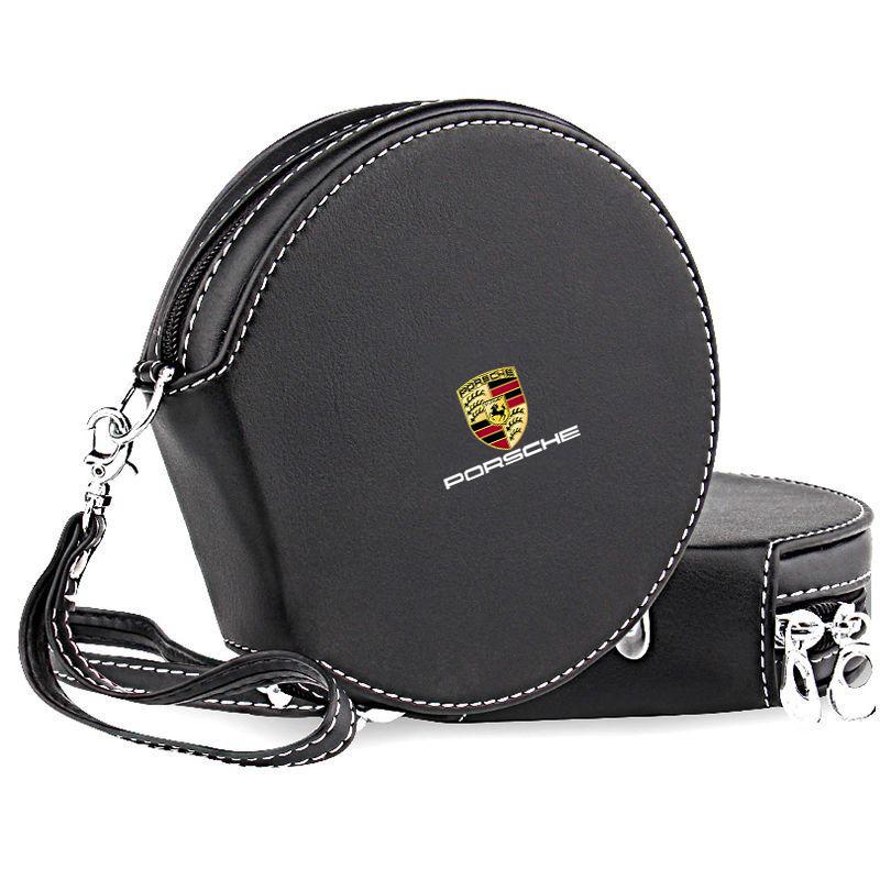 For Porsche Panamera Cayenne Taycan 911 718 Macan Carrera-GT PU Leather Car Logo CD DVD Storage Bag Disc Organizer Box Accessory