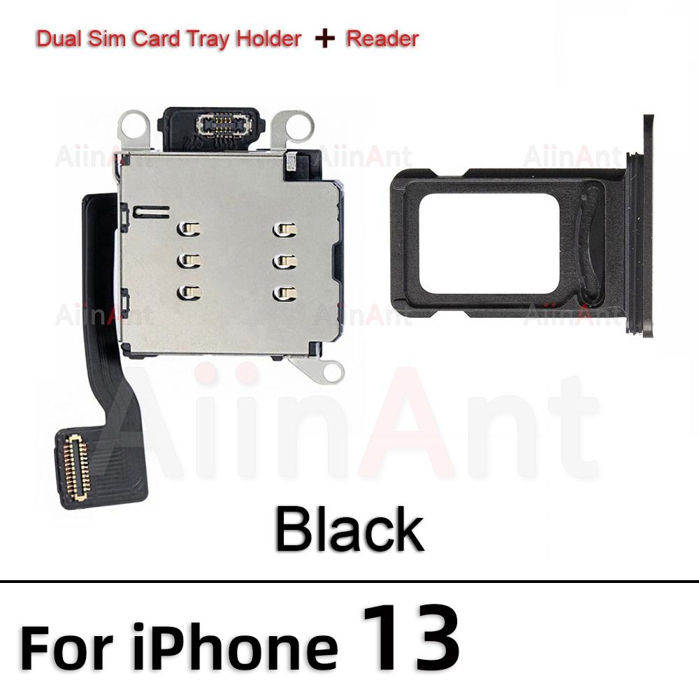 AiinAnt Double Dual Sim Card Reader Holder Adapter Connector Flex Cable For iPhone XR 11 12 13 Pro Max Phone Parts