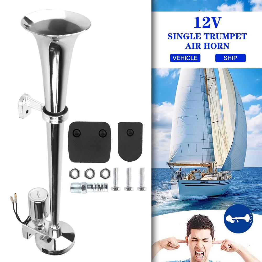 12 В 24 В автомобильный воздушный гудок для корабля, однотрубный газовый гудок, автомобильный воздушный гудок, комплект автомобильных труб с проводами и реле для лодки, грузовика, внедорожника, водонепроницаемые автозапчасти, супер громкий