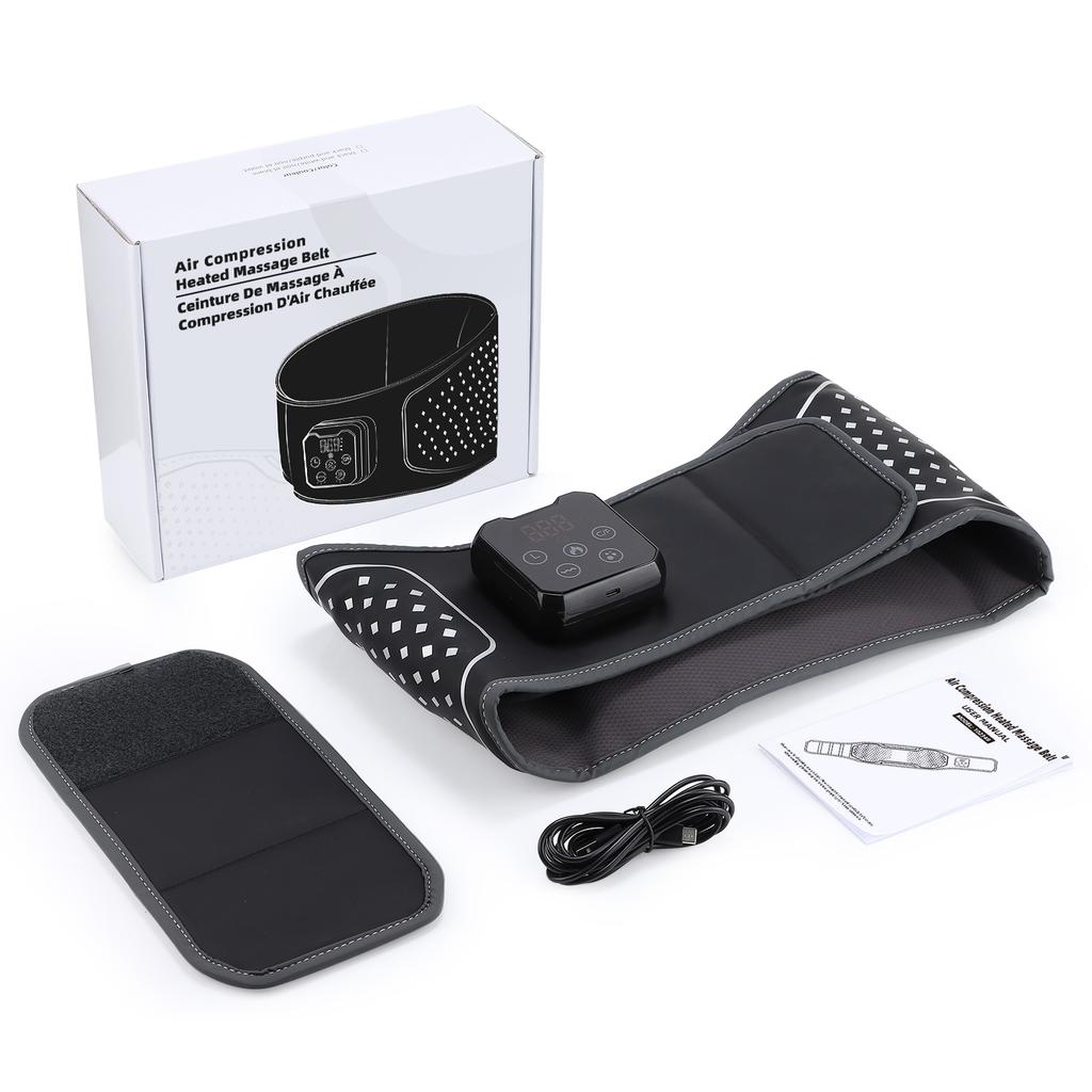 4 Modes Waist Massage Belt with Touch Screen Controller Air Compression Heating Vibration Back Massager Lumbar Brace Belt