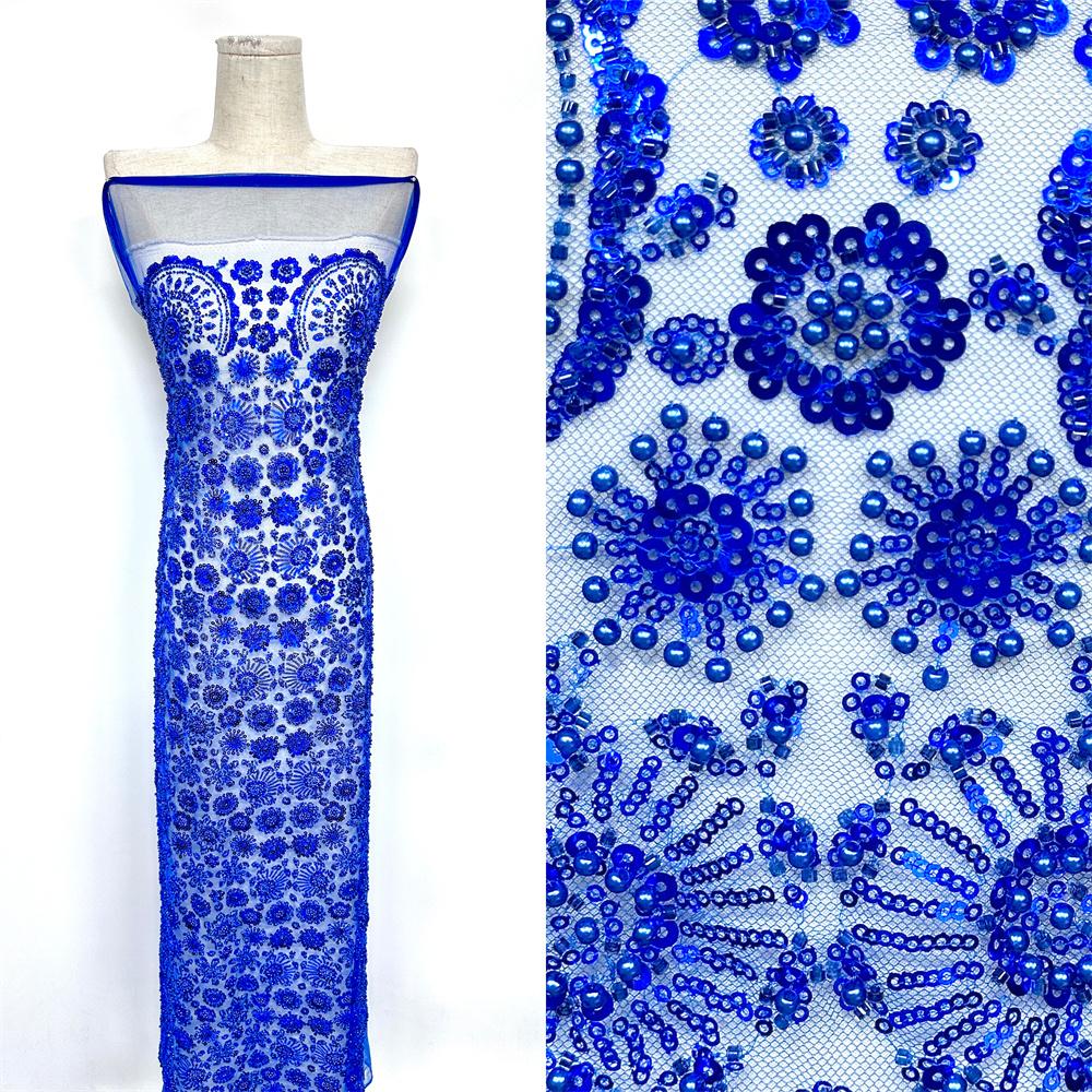 Африканское кружево из тюля 2026 Французская ткань с пайетками Шитье Вышивка с бисером Кружево Тюль Сетка Нигерийское платье 5 ярдов шитье