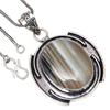 Pendant Grey Botswana Agate Gemstone Handmade Antique Silver Jewelry 2"