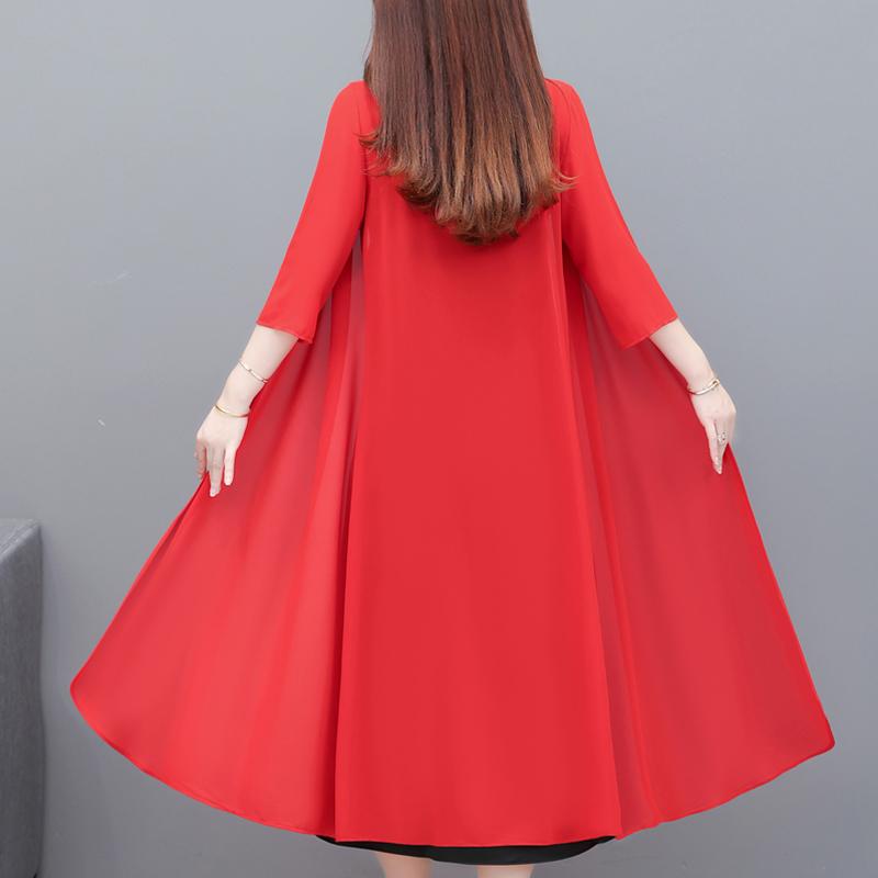 Элегантное шифоновое пальто женское летнее тонкое повседневное женское летнее длинное пончо больших размеров