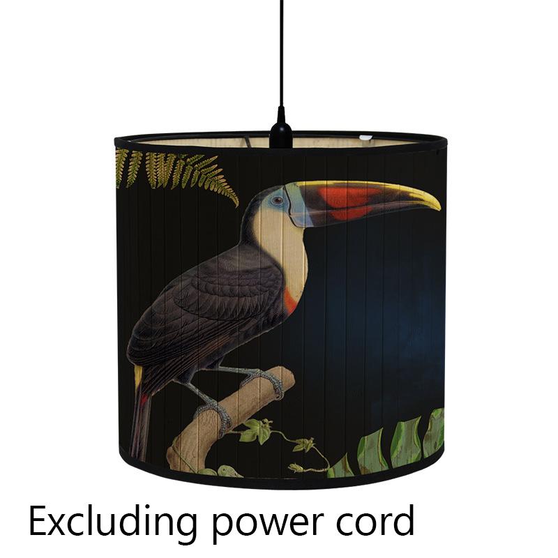 Абажур с цветочным принтом птицы, складной ретро бамбуковый абажур, абажуры ручной работы с зелеными растениями