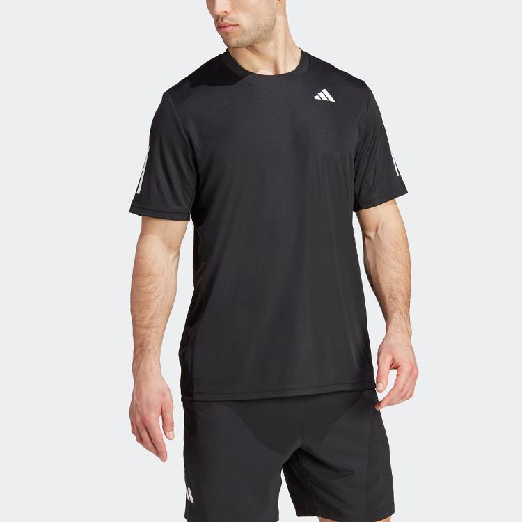 adidas Клубная теннисная футболка с 3 полосками, мужские топы, черная IS2296