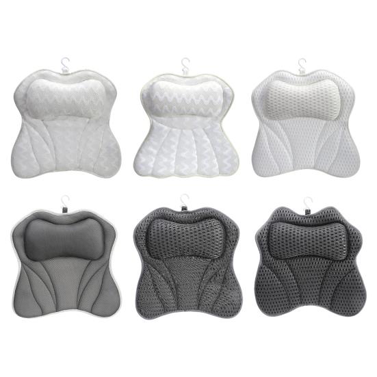 Подушка для ванны с 6 противоскользящими присосками, подголовник для ванны с сетчатой тканью 4D Air Mesh, подушка для поддержки шеи и спины, расслабляющие аксессуары для ванны