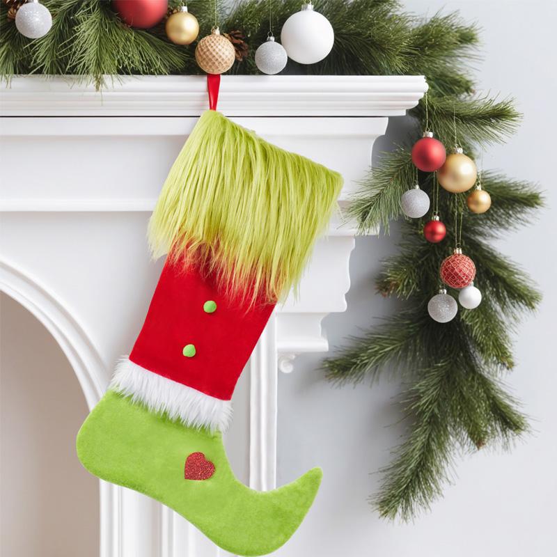 1 шт. большой рождественский декоративный кулон в виде елки с зелеными волосами в виде монстра-носка