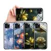 Чехол для телефона из закаленного стекла для iPhone Samsung Galaxy Infinix, ТПУ, мягкий край, модный противоударный чехол с цветочным узором лотоса