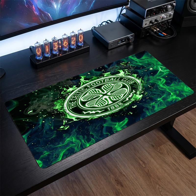 Celtic FC Theme Pattern Mouse Pad, Soccer Logo Design XXL Gaming Desk Mat Non-Slip Computer Mouse Pad