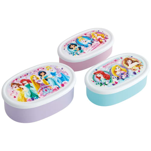 Skater Lunch Boxes, Sealable Storage Containers, Made in Japan (Large 400ml, Medium 280ml, Small 180ml), Set of 3, Ag+ Antibacterial, Disney Princess