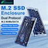 Корпус-адаптер для внешнего SSD M.2 SATA NVMe, 10 Гбит/с, USB 3.2, прозрачный, с RGB-подсветкой, бокс для жесткого диска, для M-ключа, M&B-ключа