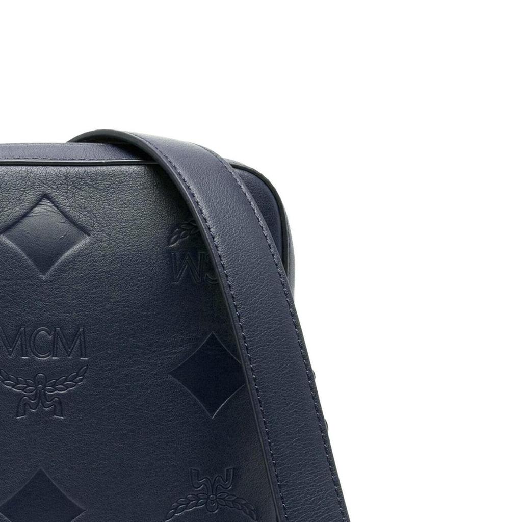 MCM Klassik Letter Combination Embossed Leather Crossbody Shoulder Bag Mini Men bags Navy-Blue MMRESKK02VC001
