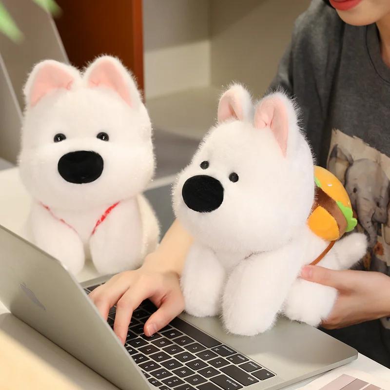 Stuffed Dog Plush Toy Soft West Highland White Terrier Dolls Cartoon Puppy Burger Fries Bag Pillow Kawaii Gifts for Birthday