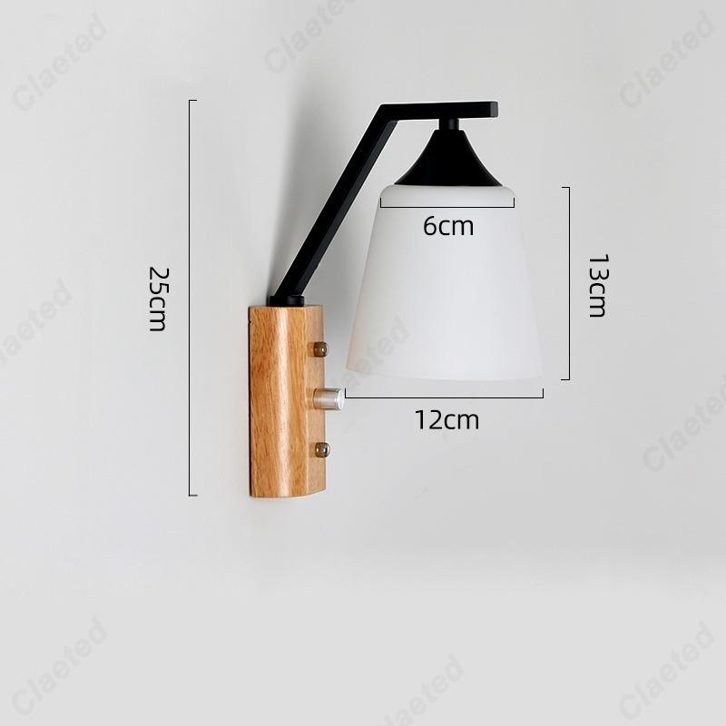 LED Glass Lampshade E27 Wooden Wall Lamp Bedroom Bedside Wall Lamp Home Living Room Bedroom Hallway Balcony Lighting Fixture