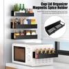 Magnetic Spice Storage Rack Refrigerator Organizer Shelf Strong Load-bearing Large Capacity Storage Shelf with Hooks