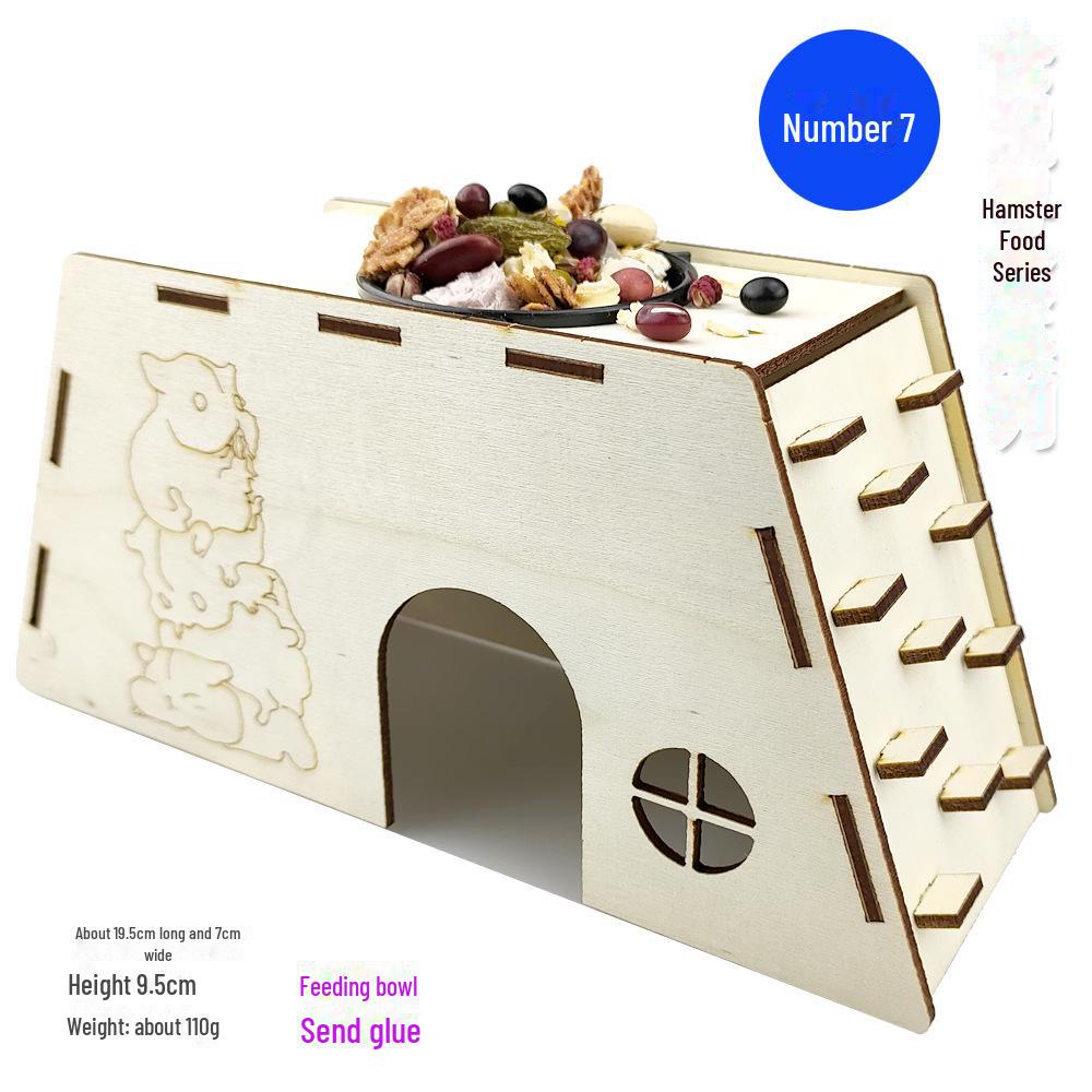 Деревянная миска для еды и развивающие игрушки для хомяков: Качели, дорожка для разбега, укрытие, тренировочная рама и лестница для подъема
