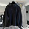 Высококачественный oversized худи с молнией до середины - Однотонный, дышащий, пэчворк-дизайн для весны и осени