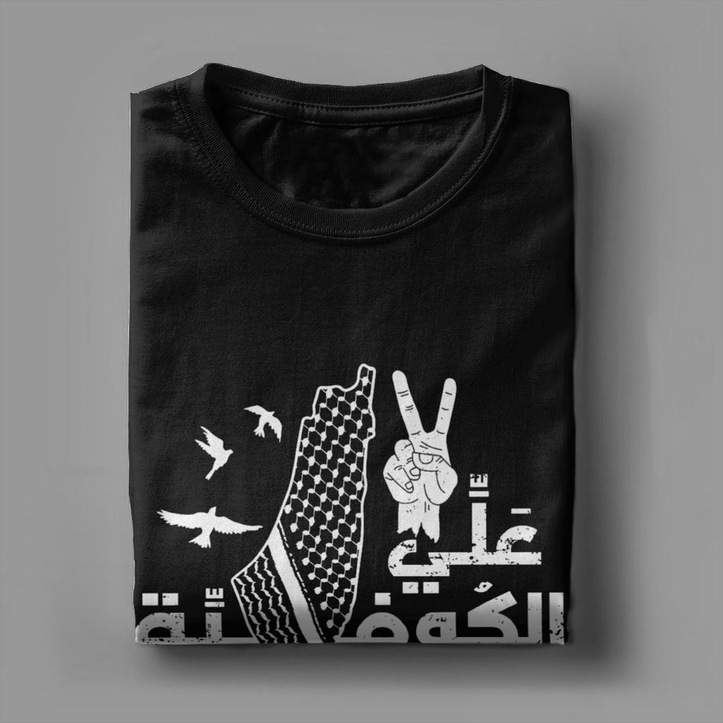 Карта Палестины Палестинская кефия Хлопковая футболка Мужская Летняя Базовая футболка Круглый вырез Харадзюку Футболка Большой размер Принт Топы