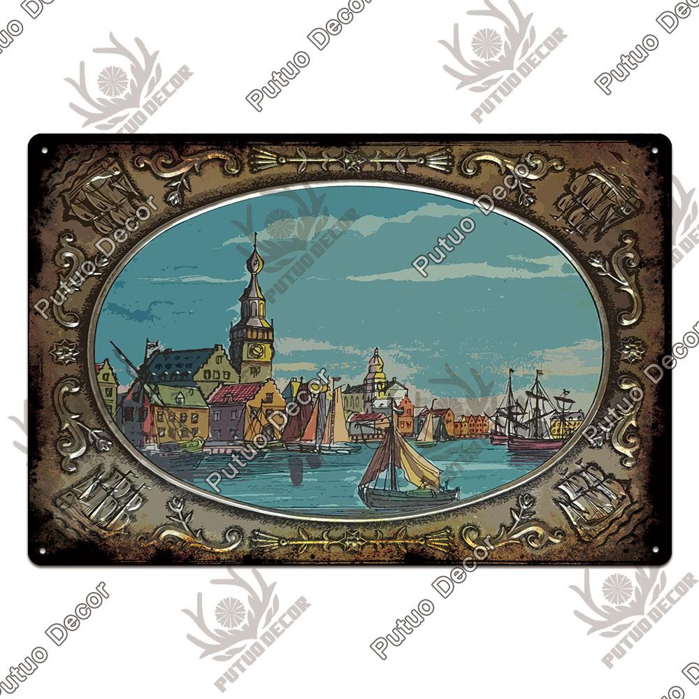 Декор Навигация Жестяной Знак Металлические Знаки Винтаж Морская Мечта Искусство для Пляжа Пляжный Дом Морской Человек Пещера Украшения Стены