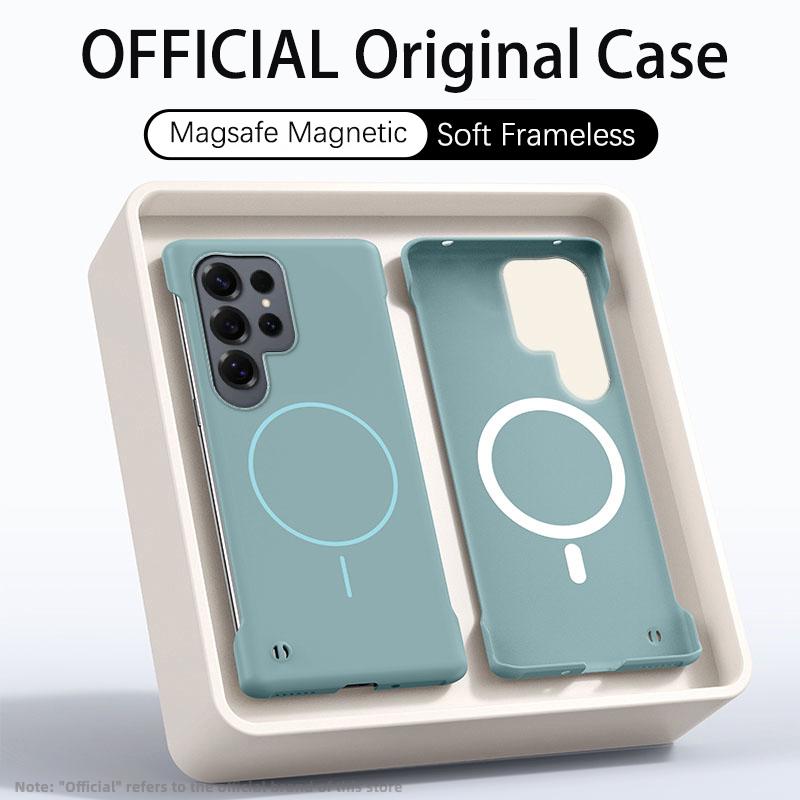 Ультратонкий матовый безрамочный чехол из ПК для Magsafe Samsung Galaxy S25 Edge S24 FE S23 S22 Ultra Plus Магнитная противоударная крышка