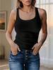 Women's Ribbed Tank Top Sleeveless Scoop Neck Slim Fit Cami for Streetwear and Layering