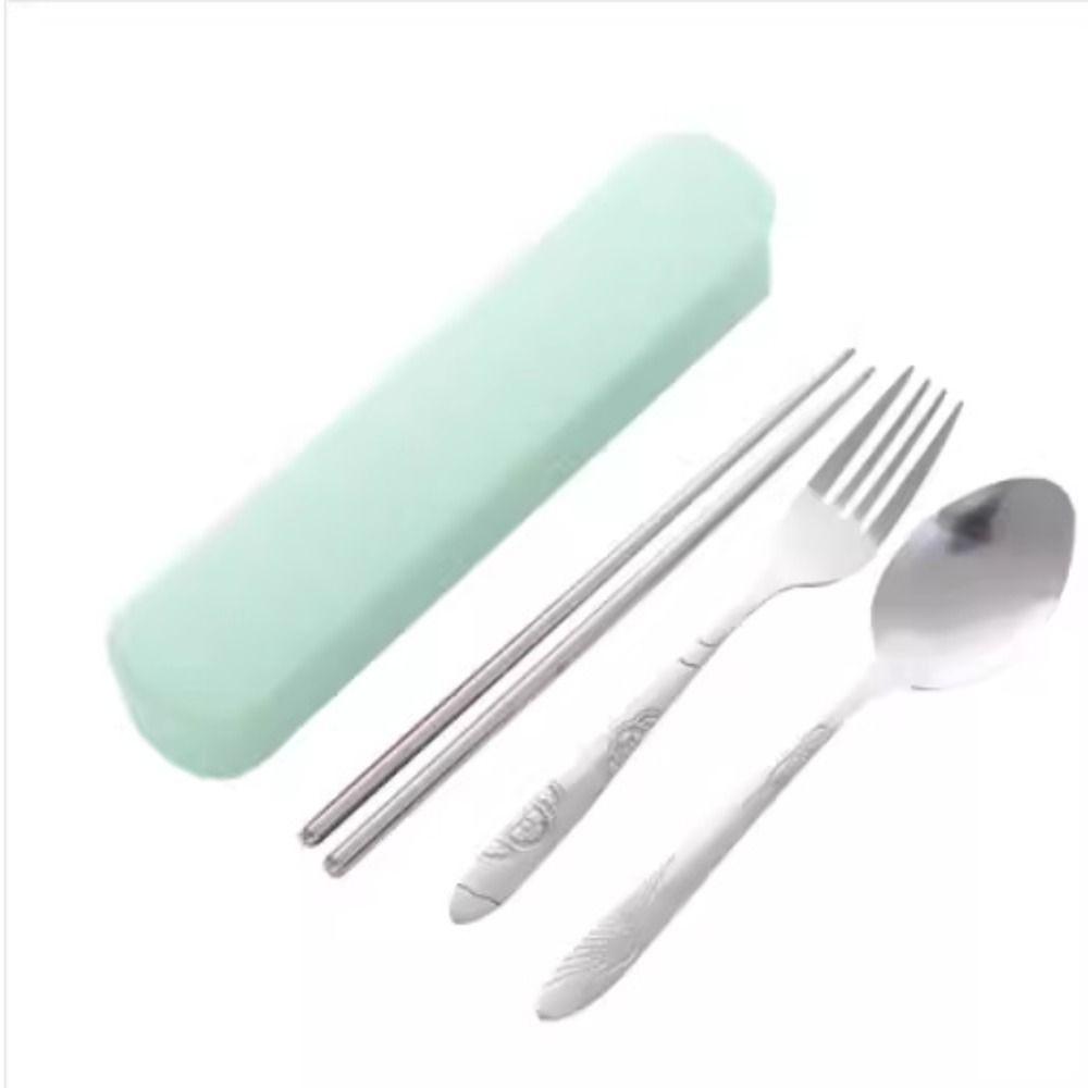 3 шт./набор портативных столовых приборов из нержавеющей стали с коробкой для хранения ложек модный набор столовых приборов