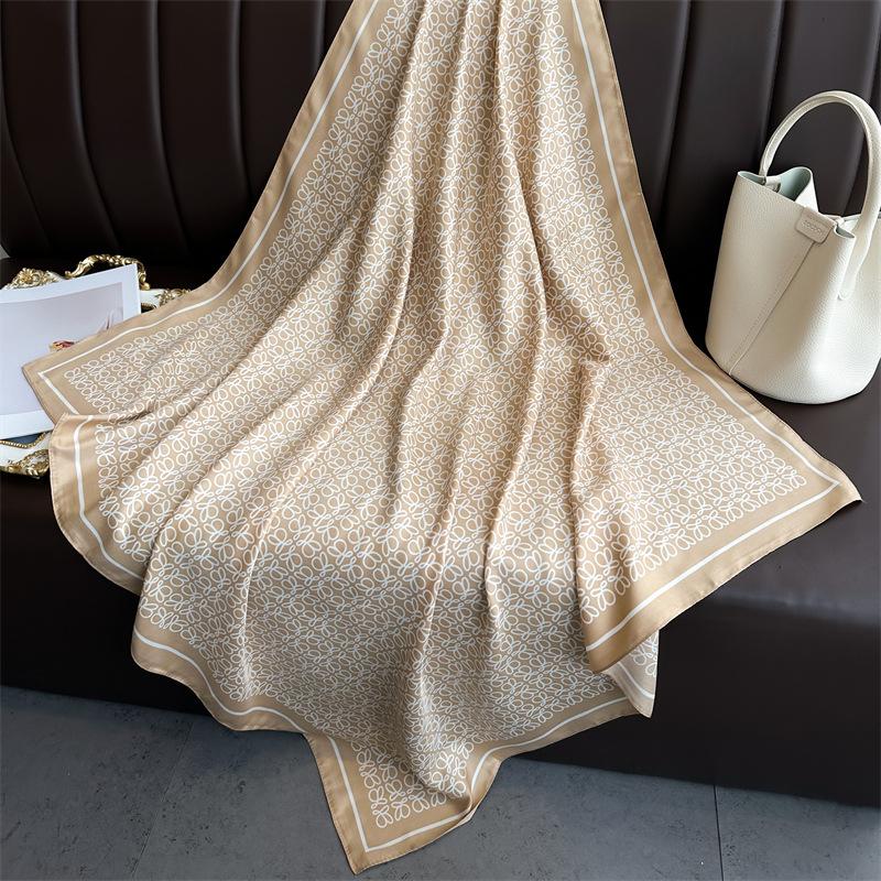 90 * 90cm New Twill Silk Simple Sun Protection Warm Large Square Scarf Shawl Headscarf For Women