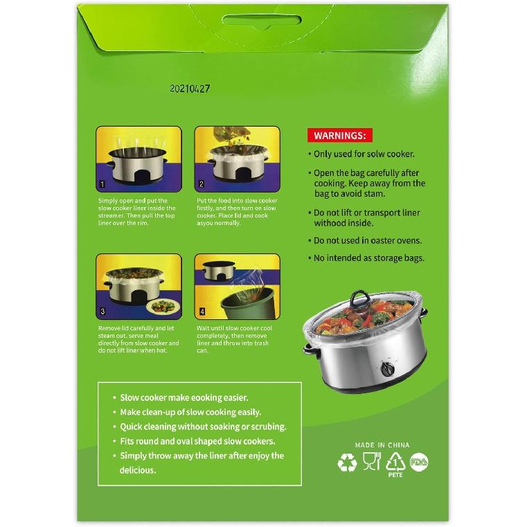 ECOOPTS Slow Cooker Liners Disposable Cooking Bags Small Size Pot Liners Fit 1QT to 3QT Suitable for Oval & Round Pot (10)
